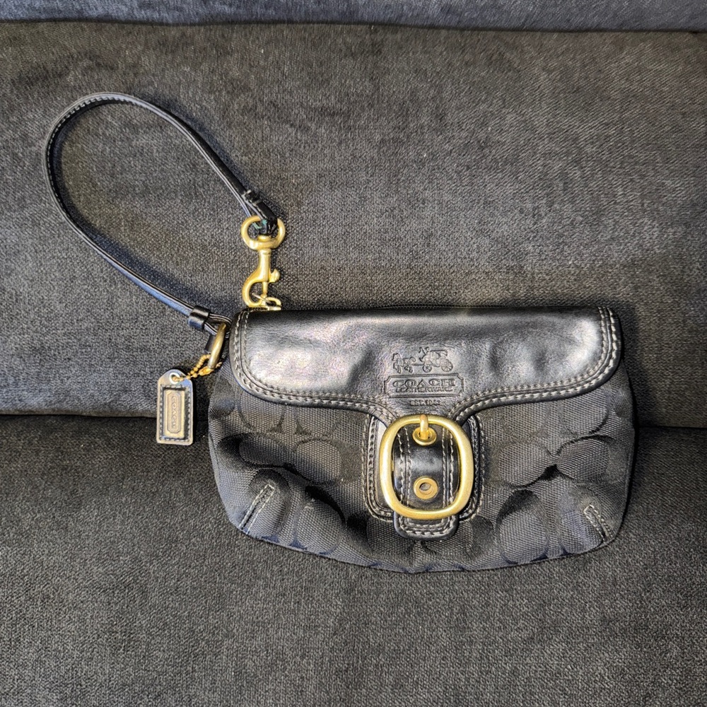 Coach Black and Gold Clutch Wristlet